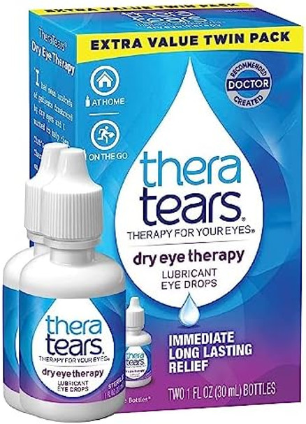 Theratears Dry Eye Therapy Lubricating Eye Drops For Dry Eyes & Extra Dry Eye Therapy Lubricating Eye Drops For Dry Eyes, 0.5 Fl Oz Bottle, 2 Count(Pack Of 1) Theratears Dry Eye Therapy Lubricating Eye Drops For Dry Eyes & Extra Dry Eye Therapy Lubricating Eye Drops For Dry Eyes, 0.5 Fl Oz Bottle, 2 Count(Pack Of 1)