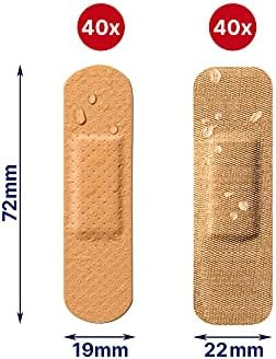 Elastoplast Fabric And Plastic Adhesive Bandages Variety Pack (80 Strips), Flexible & Water-Resistant Bandage With All-Around Adhesion, Ideal For First Aid Kit {Imported From Canada}