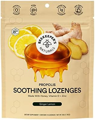 Beekeepers Naturals Ginger Lemon Lozenges, 14 Ct