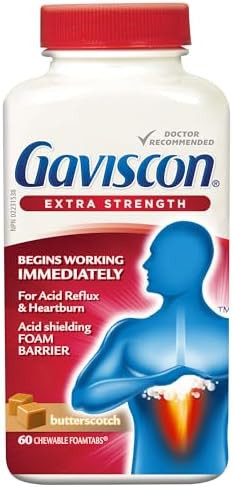 Gaviscon Extra Strength Butterscotch Antacid Tablets 60 Count