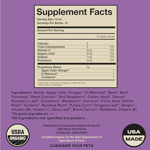 Complete Natural Products Organic Urinary Tract Concentrate For Pets - 4Oz - Pure Organic Urinary Tract Concentrate