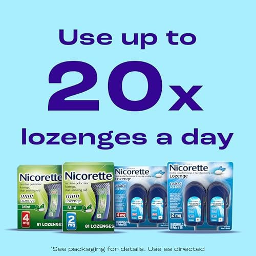 Nicorette 4 Mg Coated Lozenges To Help Quit - Ice Mint Flavored Stop Aid, 20 Count X 4