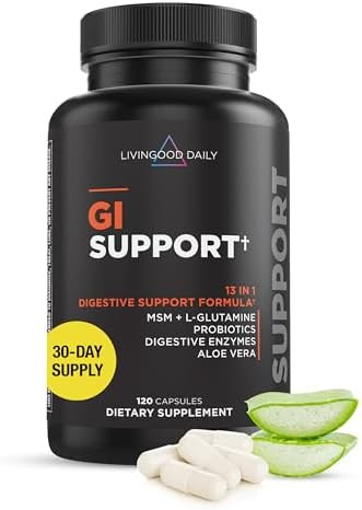 Livingood Daily Gut Cleanse Detox Supplement, 13-In-1 Gi Support With L Glutamine, Aloe Vera, Digestive Enzymes, Probiotics & Msm, Vegetarian Capsules, Gluten , Non Gmo, Allergen , 120 Count