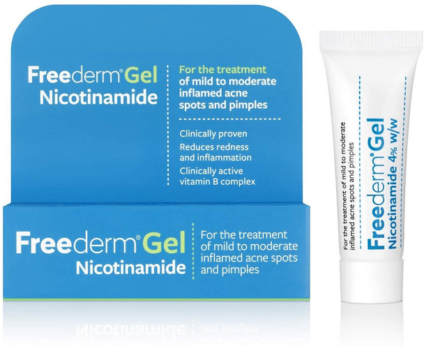 Freederm Gel for Mild to Moderate Acne with Nicotinamide, Clinically Proven, Reduces Spot Size, Redness and Inflammation, 10g Tube