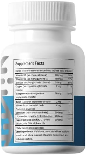 – Ultimate Bone Support Supplement, Strontium, Silica, Vitamin K2 And D3, Support Bone Health, Bone Strength, Non Gmo, Gluten , Dairy , Soy , Vegan (60 Tablets)