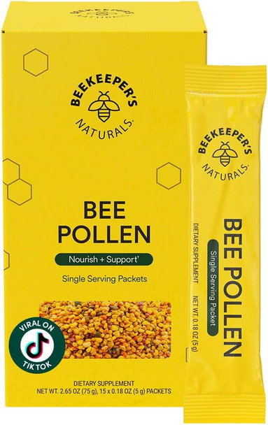 Beekeeper'S Naturals - 100% Raw Bee Pollen Granules, Natural Preserved Enzymes, Source Of Vitamin B, Minerals, Amino Acids & Protein - Paleo & Keto Friendly, Gluten (5.2 Oz)