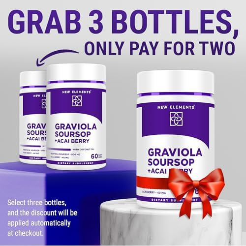 Elements Premium Graviola Soursop Extract 800Mg With Acai Berry 40Mg Powerful Antioxidant Support For Immune Health, Cellular Function & Mood Regulation Non-Gmo, Gluten-, Sugar- Softgels