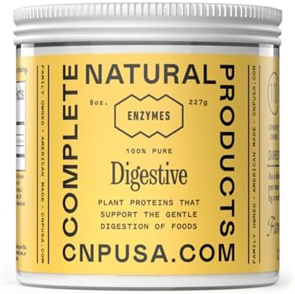 Complete Natural Products Digestive Enzyme Powder - Plant Based Blend, 8Oz Glass Jar, Gentle Digestive Support