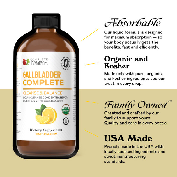 Complete Natural Products Gallbladder Complete 8Oz Organic Liquid Concentrate  Digestive Vinegar Bitters Supplement
