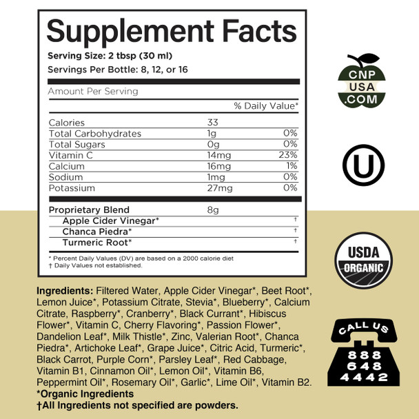 Complete Natural Products Gallbladder Complete 8Oz Organic Liquid Concentrate  Digestive Vinegar Bitters Supplement
