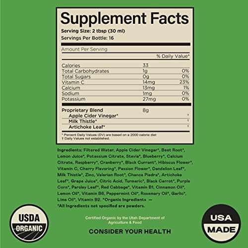 Liver Complete 8Oz Organic Liquid Concentrate - Liver Cleanse & Digestive Bitters Vinegar Supplement