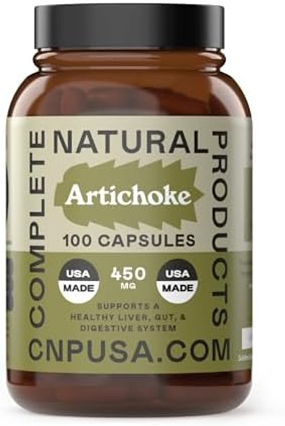 Complete Natural Products Organic Artichoke Capsules 450Mg Vegetarian, Plant-Based Herbal Supplement For Liver & Digestive Support