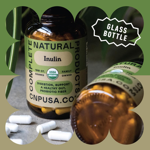 Complete Natural Products Organic Inulin Capsules - 520Mg 100 Pills, Organic Jerusalem Artichoke Inulin Capsules