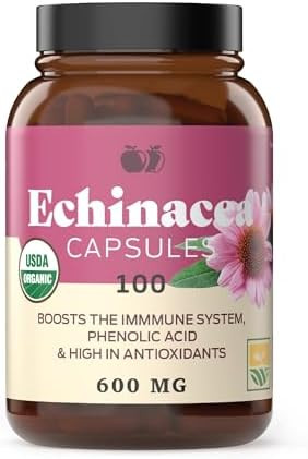 Complete Natural Products Organic Ecea Root Capsules & Purpurea Root Dried Powder Extract - 600Mg 100 Veggie Pills Healthy Herbal Support