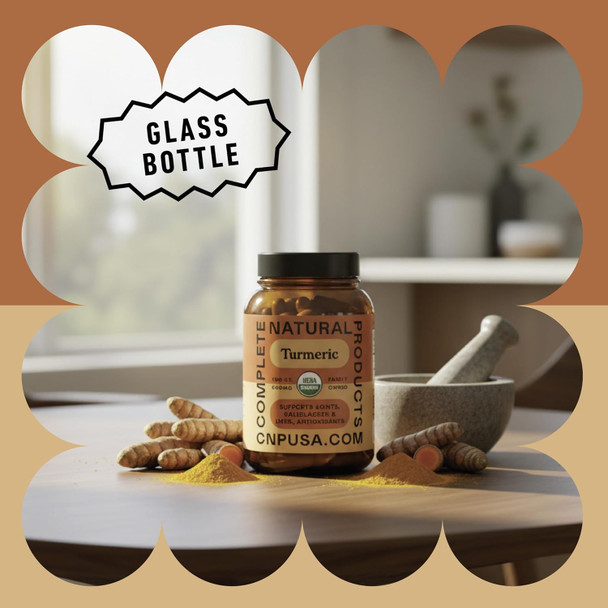 Organic Turmeric Capsules - Raw & Pure Curcumin Root Powder Supplement, 100 Capsules 600Mg, Gallbladder, Liver, And Support