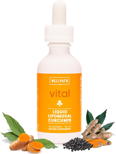 Wellpath Liposomal Curcumin Supplement Liquid Turmeric Drops With Black Pepper Extract Enhanced Absorption Non Gmo Vegan 2 Oz