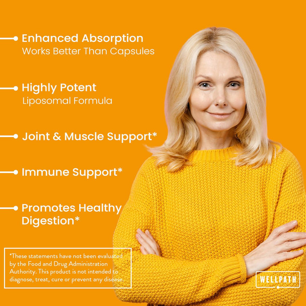 Wellpath Liposomal Curcumin Supplement Liquid Turmeric Drops With Black Pepper Extract Enhanced Absorption Non Gmo Vegan 2 Oz