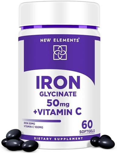 Elements Iron Glycinate 50Mg With Vitamin C Advanced Iron Supplement For Anemia Relief, Immune Boost & Energy Support Gentle On Stomach, Fast Absorption Non-Gmo, Gluten- Softgels For Women & Men