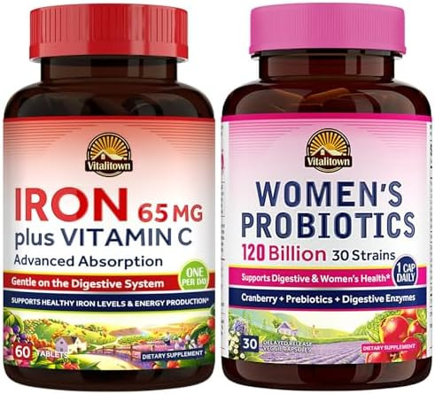 Vitalitown Women’S Probiotics & Iron Supplement Bundle