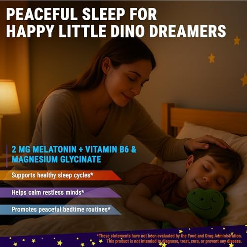 Elements Melatonin Gummies Kids 2Mg With Magnesium Glycinate & Vitamin B6 Sleep Gummies For Kids Dinosaur-Shaped Sleep Support Natural Grape Flavor Sugar Non-Gmo Gluten