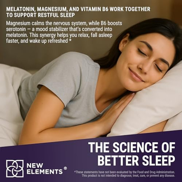 Elements Melatonin Gummies 10Mg With Magnesium Glycinate & Vitamin B6 Sleep Support, Relaxation & Stress Relief Non-Gmo, Gluten- Great-Tasting Natural Grape Flavor