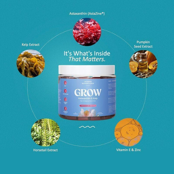 A Superfoods Grow Hair & Beauty Gummies, Supplement With Zinc, Vitamin E, Astaxanthin, Kelp, & Pumpkin Seed, Plant Based Gummies For Women & Men, Gluten , Vegan, American Made, 60 Count A Superfoods Grow Hair & Beauty Gummies, Supplement With Zinc, Vitamin E, Astaxanthin, Kelp, & Pumpkin Seed, Plant Based Gummies For Women & Men, Gluten , Vegan, American Made, 60 Count