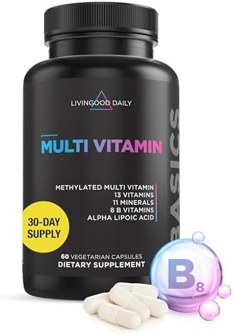 Livingood Daily Methylated Multivitamin For Women And Men, Multi Vitamin Supplement With Alpha Lipoic Acid, B Vitamins, Iron, Zinc And Selenium, Energy, Metabolism And Immune Support, 60 Capsules