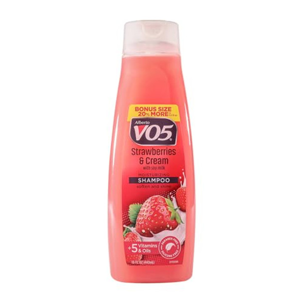 Alberto Vo5 Moisture Milks Moisturizing Shampoo - Hydrating Shampoo With Soy Milk - 5 Oils And Vitamins - Strawberries And Cream Scent - 15 Oz