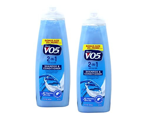 Alberto Vo5 2-In-1 Shampoo & Conditioner With Soy Milk + 5 Vitamins & Oils 15 Fl Oz (Pack Of 2)
