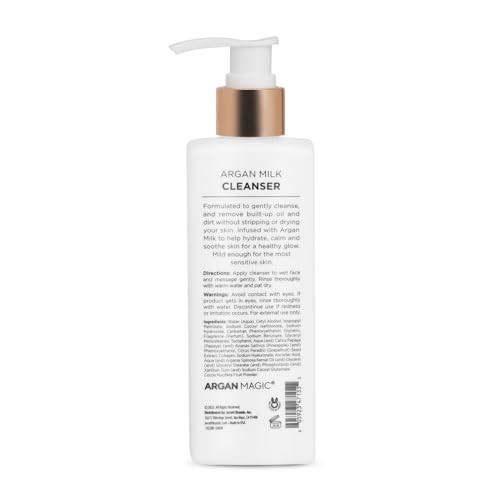 Argan Magic Hydrates & Calms Argan Milk Cleanser - Gently Cleanses And Removes Built-Up Oil And Dirt  Hydrates Calms And Soothes  Paraben  Cruelty  Made In Usa (8 Fl Oz)