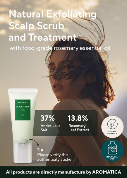 Aromatica Rosemary Scalp Scrub 5.82Oz / 165G Scalp Treatment Scalp Exfoliator With Salt Scrub For Oily Scalp Dandruff Build Up Remover