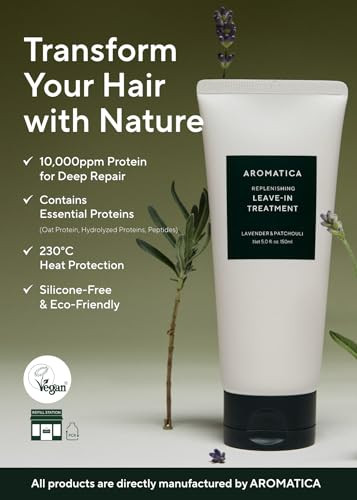 Aromatica Replenishing Leave-In Conditioner Lavender & Patchouli Perfect For Blow Out & Heat Protectant & Damaged Hair For Curly Hair Products - Silicone- No-Wash Hair Treatment (5.0Fl Oz)