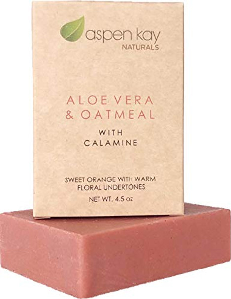 Aspen Kay Naturals Soap Set - Made With Natural And Organic Ingredients. Gentle Soap. 1 Oatmeal Milk & Honey Soap - 1 Calamine Soap - 1 Lavender & Goats Milk Soap - 4.5Oz Bar