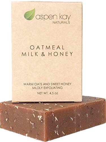 Aspen Kay Naturals Soap Set - Made With Natural And Organic Ingredients. Gentle Soap. 1 Oatmeal Milk & Honey Soap - 1 Calamine Soap - 1 Dead Sea Mud & Neem Leaf Soap - 4.5Oz Bar