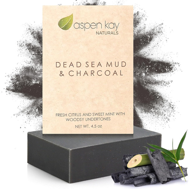 Aspen Kay Naturals Handmade Dead Sea Mud Soap Bar Activated Charcoal & Pure Essential Oils 4.5 Oz Bar