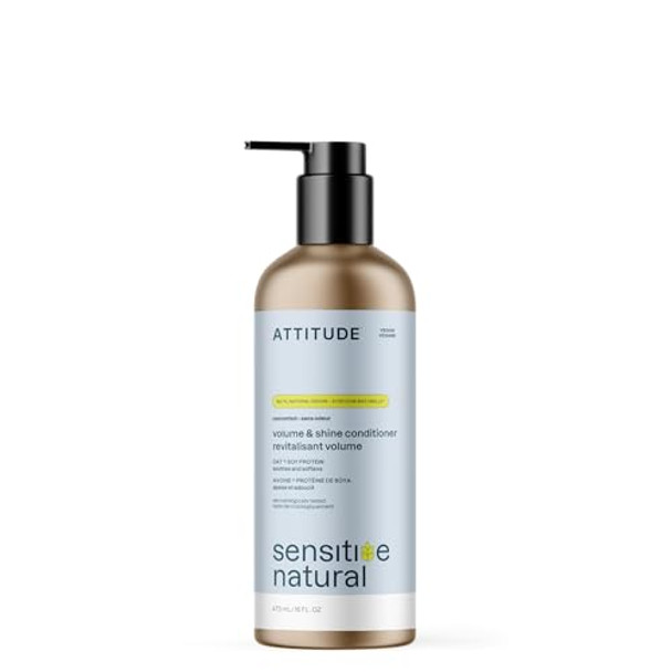 Attitude Gentle Volumizing Conditioner For Sensitive Skin With Oats Dermatologically Tested Vegan Unscented Aluminum Bottle 16 Fl Oz