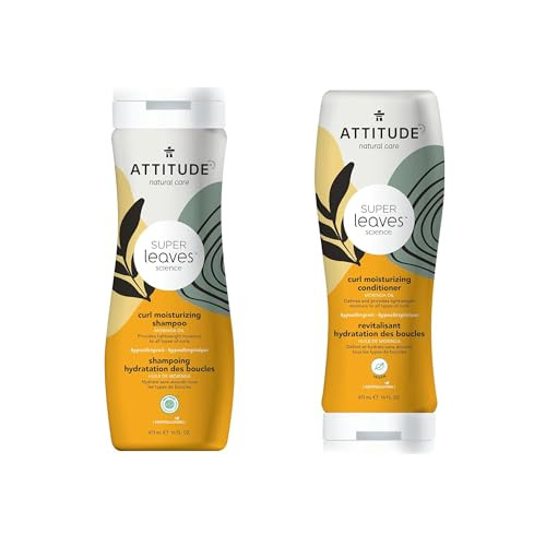 Attitude Bundle  Hair Shampoo And Conditoner Ewg Verified Plant- And Mineral-Based Ingredients Vegan And Cruelty- Beauty And Personal Care Products Wavy And Curly Sweet Tropical 16 Fl Oz