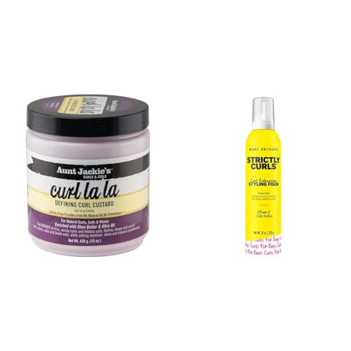 Aunt Jackie'S Curl La La Defining Custard 15 Oz & Marc Anthony Strictly Curls Styling Foam 10 Oz Bundle