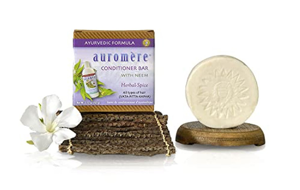 Auromere Ayurvedic Conditioner Bar For All Hair Types – Vegan Non-Gmo Deep Moisturizing Nourishing Herbal Formula With Neem Zero Waste Recyclable Packaging (2.12Oz Solid Bar) 1 Pack