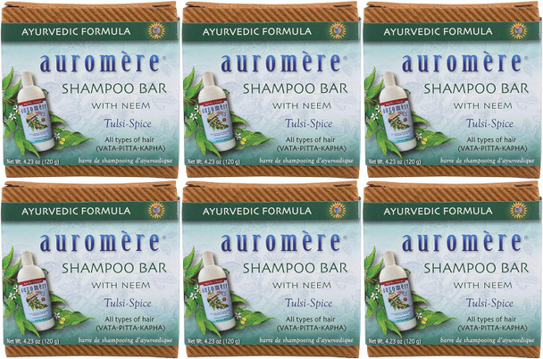 Auromere Ayurvedic Shampoo Bar - Eco Friendly Handmade Vegan Cruelty  Natural Non Gmo All In One Bar For Soap And Shampoo (4.23 Oz) 1 Pack