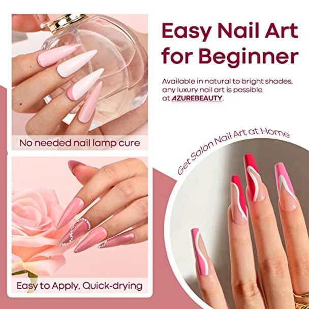 Azurebeauty 18Pcs Dip Powder Nail Kit Starter 8 Colors Clear Nude Pink Glitter All Season Dipping Powder System Essential Liquid Set With Top/Base Coat For French Nail Art Manicure Diy Salon