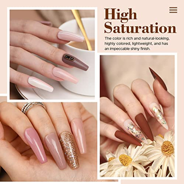 Azurebeauty 20 Colors Dip Powder Nail Kit Starter Azurebeauty Classic Nude Collection Glitter Pink Neutral Chocolate Brown Skin Tone Dipping Powder Liquid Set With Top/Base Coat French Nail Art Manicure Diy