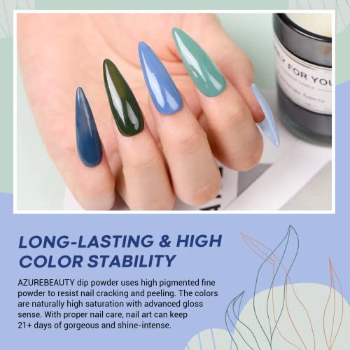 Azurebeauty Dip Powder Nail Setdip Powder Nail Set Blue Sage Green Grey Dip Powder Liquid Sets Clear 15Ml Dipping Powder Sets