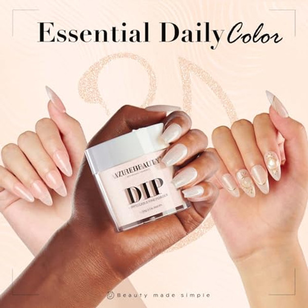 Azurebeauty Dip Powder - Nude Shimmer Color 2Oz/56G Shiny Nude Kin Tones Neutral Dipping Powder Crystal French Nail Art Starter Manicure Salon Diy Home