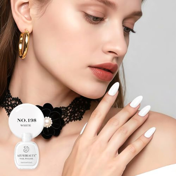 Azurebeauty Warm White Nail Polish & Top Coat – Quick Dry Long-Lasting Natural Glossy Finish For Diy Manicure & Nail Art Salon Quality 10Ml For Women