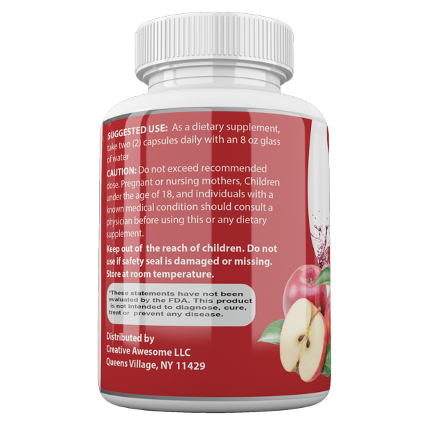 High Strength Raw Apple Cider Vinegar Capsules 3000mg Pure Weight Losss and Detox 60 caps USA