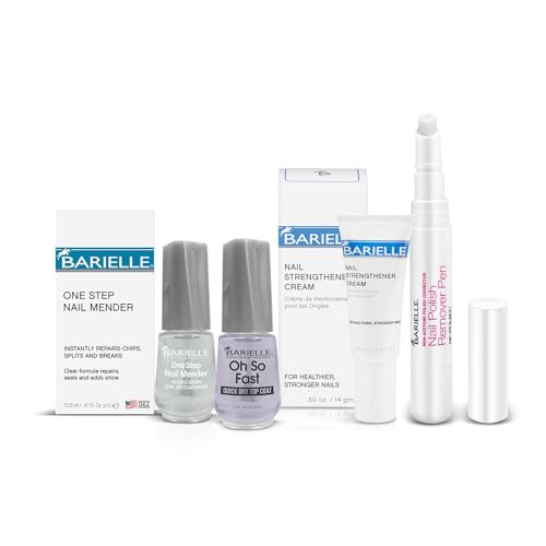 Barielle Emergency Repair Kit 4-Pc Set - Nail Repair & Restore Kit Includes Nail Strengthener Cream Nail Mender Oh So Fast Top Coat & Nail Polish Remover Pen