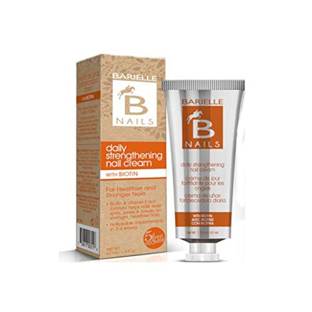 Barielle Nails Daily Strengthening Nail Cream With Biotin 1.5 Ounce - For Splitting Brittle Ridged Breaking Soft And Damaged Nails Leaves Nails Strong Healthy And Revitalized