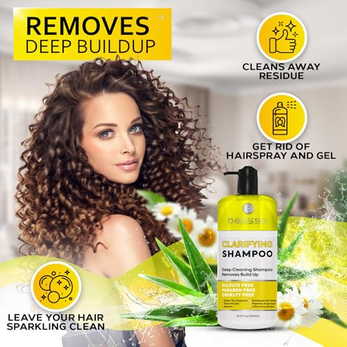 Belisso Clarifying Shampoo For Women And Men And Keratin Hair Serum