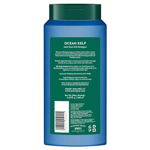 Biotique Ocean Kelp Anti Hairfall Shampoo  Intensive Hair Growth Therapy Anti Hairfall Shampoo That Maintains Shine 100% Botanical Extracts  Suitable For All Hair Types 340Ml
